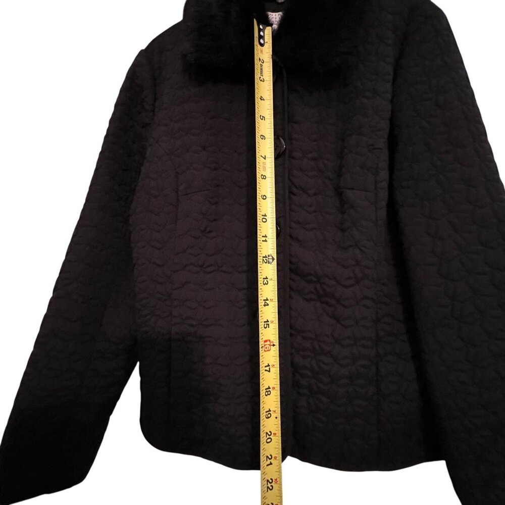 NWT John Paul Richard Uniform Quilted Black Jacket Silk Faux Fur Pockets PL - Picture 12 of 14